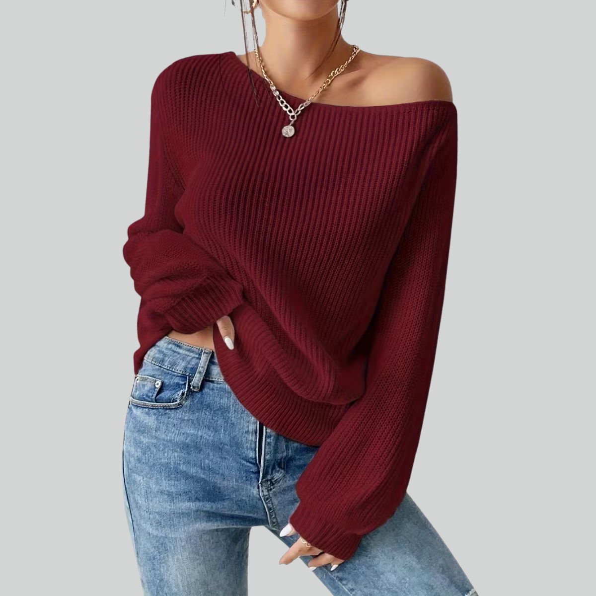 Tara | open shoulder sweater