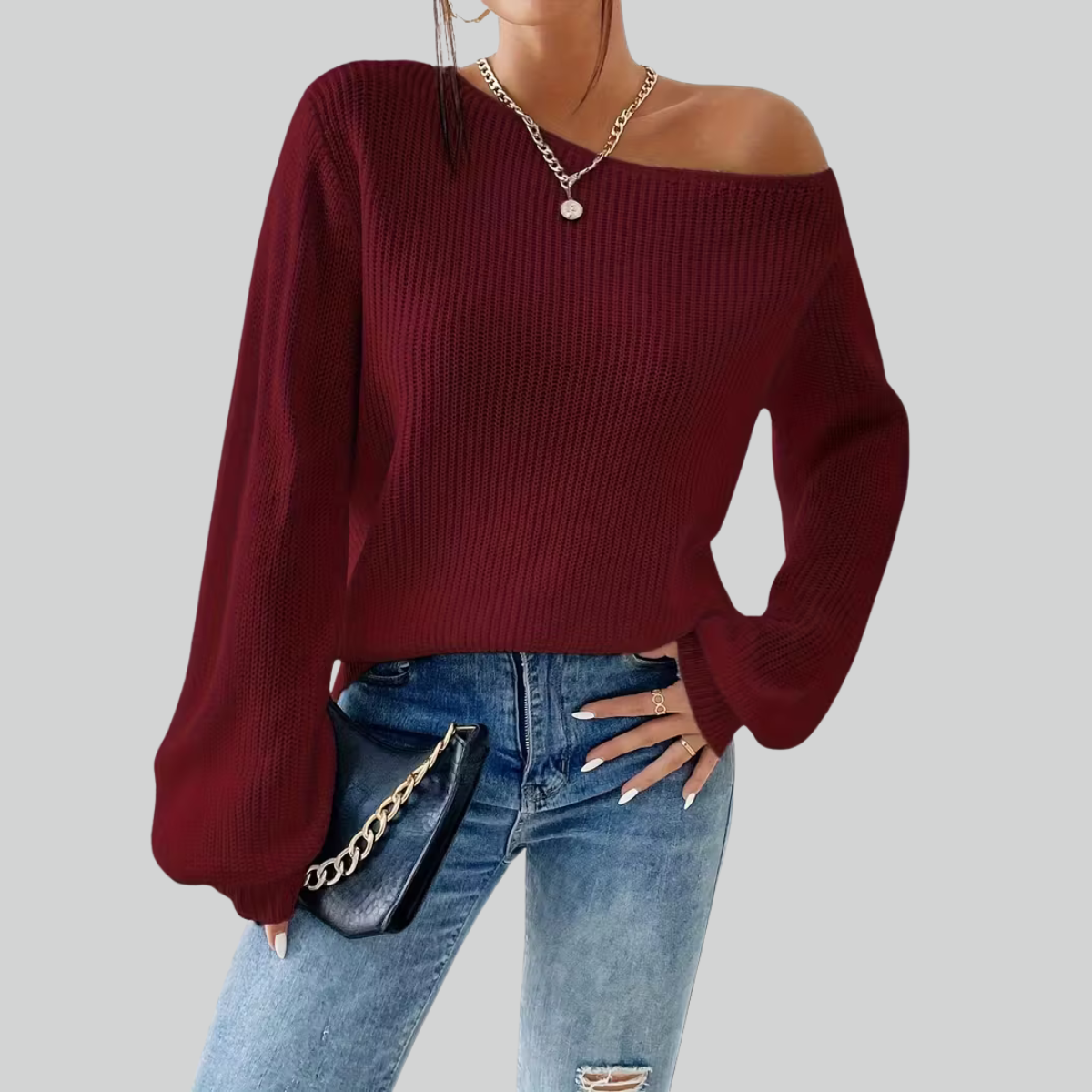 Tara | open shoulder sweater