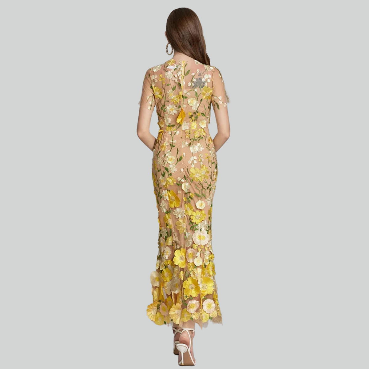 Lisa - Sheer Embroidered Maxi Dress