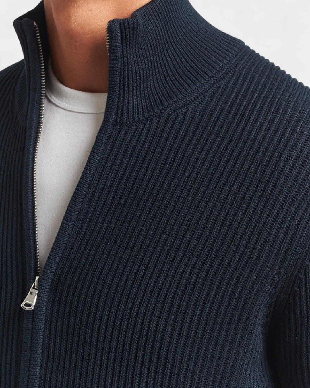 Premium Knitted Zip Ribbed Cotton Cardigan