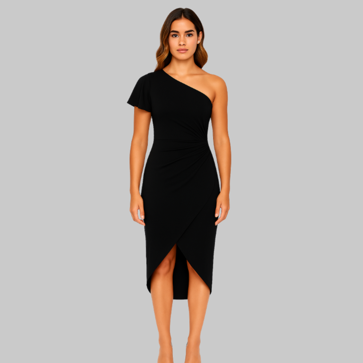 Alice - Ruffle Trim One Shoulder Dress