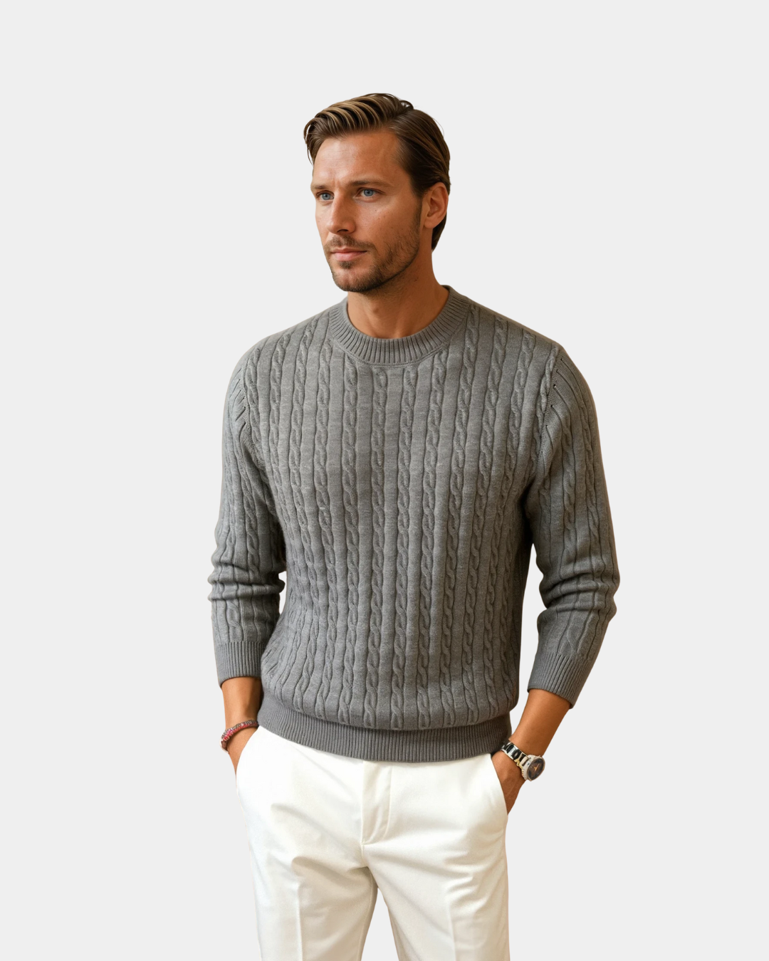 Premium Ribbed Cotton Wool Crewneck Sweater