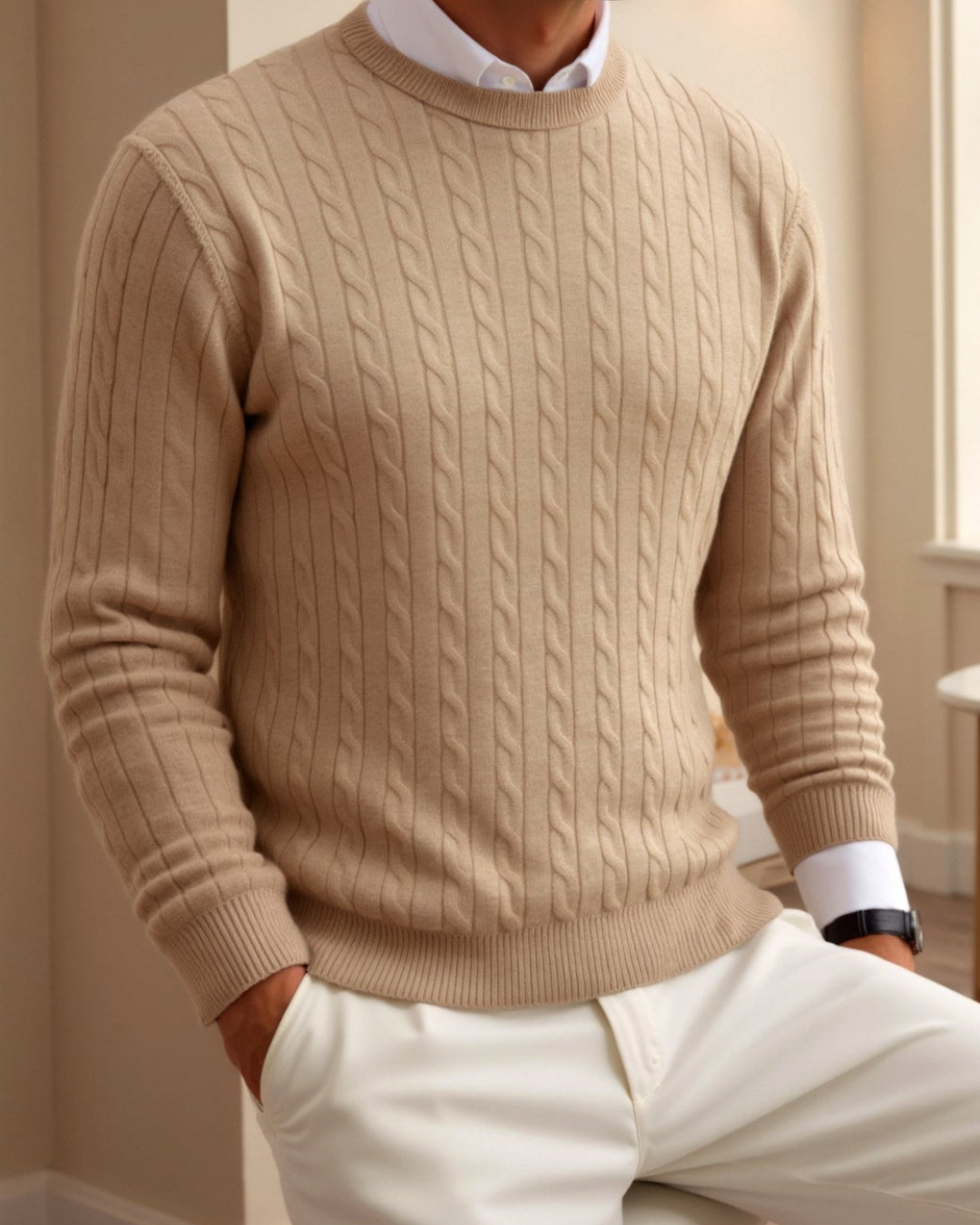 Premium Ribbed Cotton Wool Crewneck Sweater
