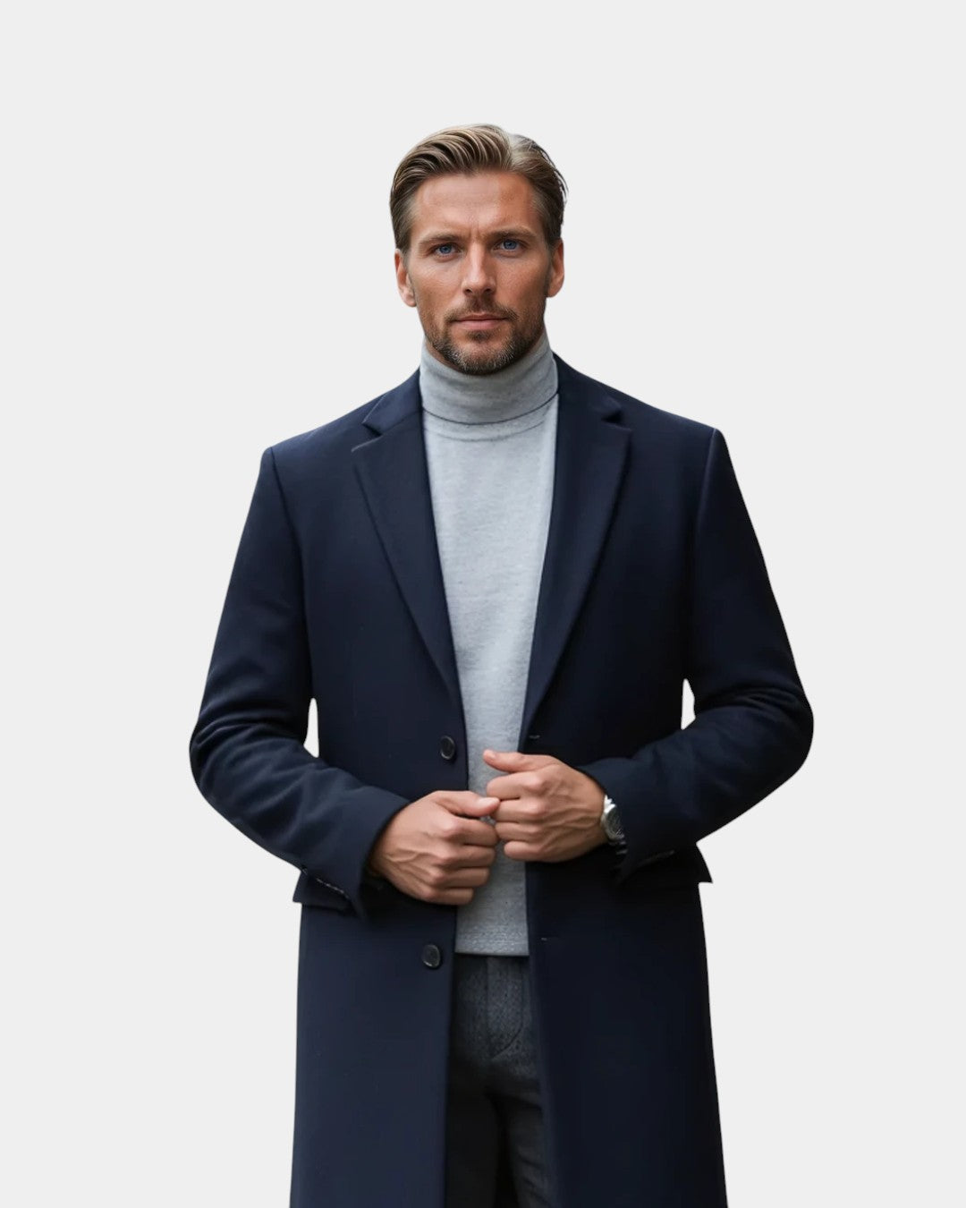 Wool Blend Tailored Overcoat