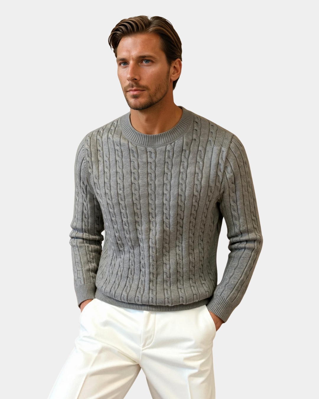 Premium Ribbed Cotton Wool Crewneck Sweater
