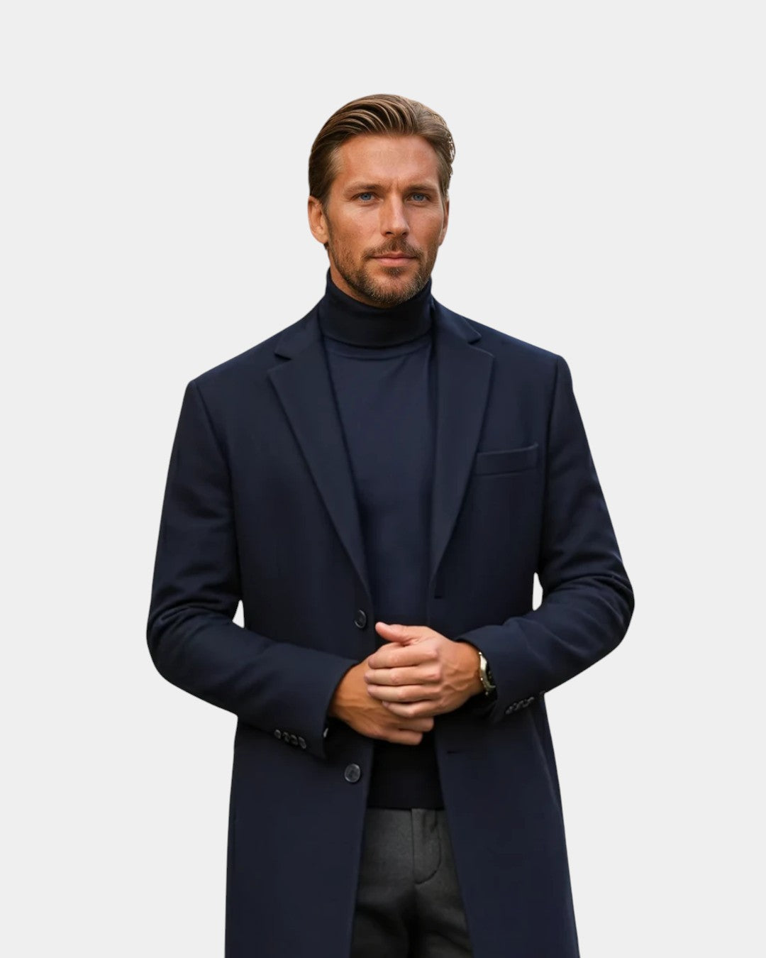 Wool Blend Tailored Overcoat