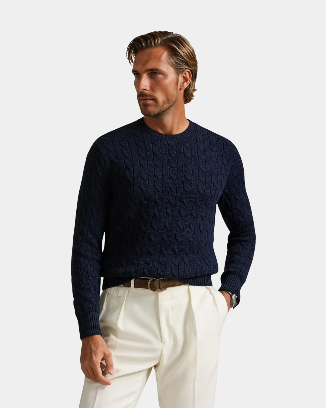 Premium Ribbed Cotton Wool Crewneck Sweater