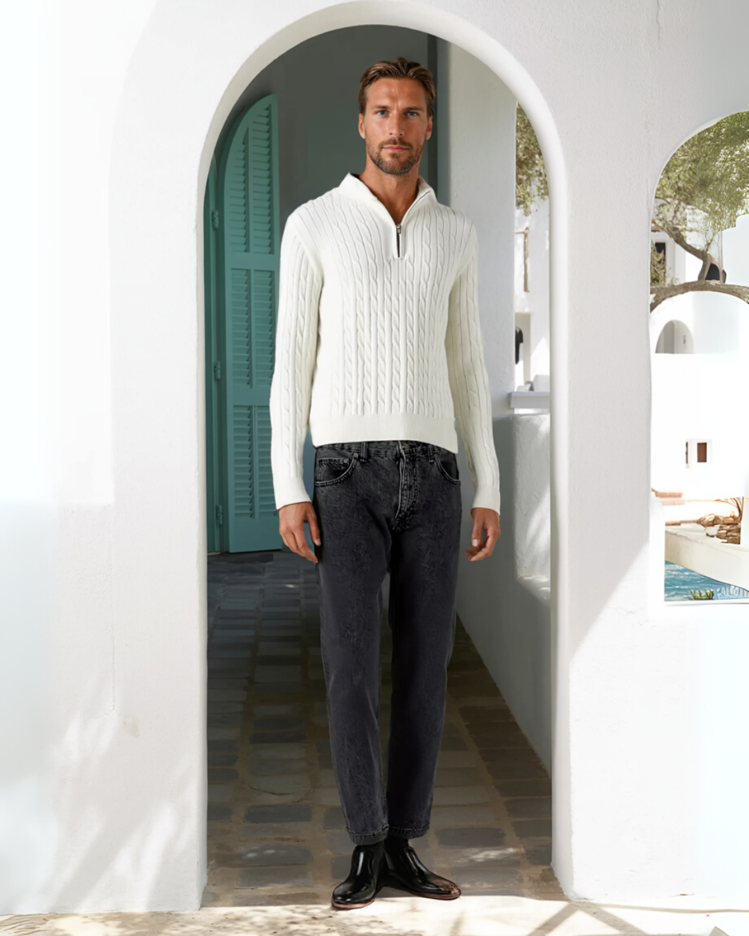 Classic Old Money Quarter Zip Knit Sweater