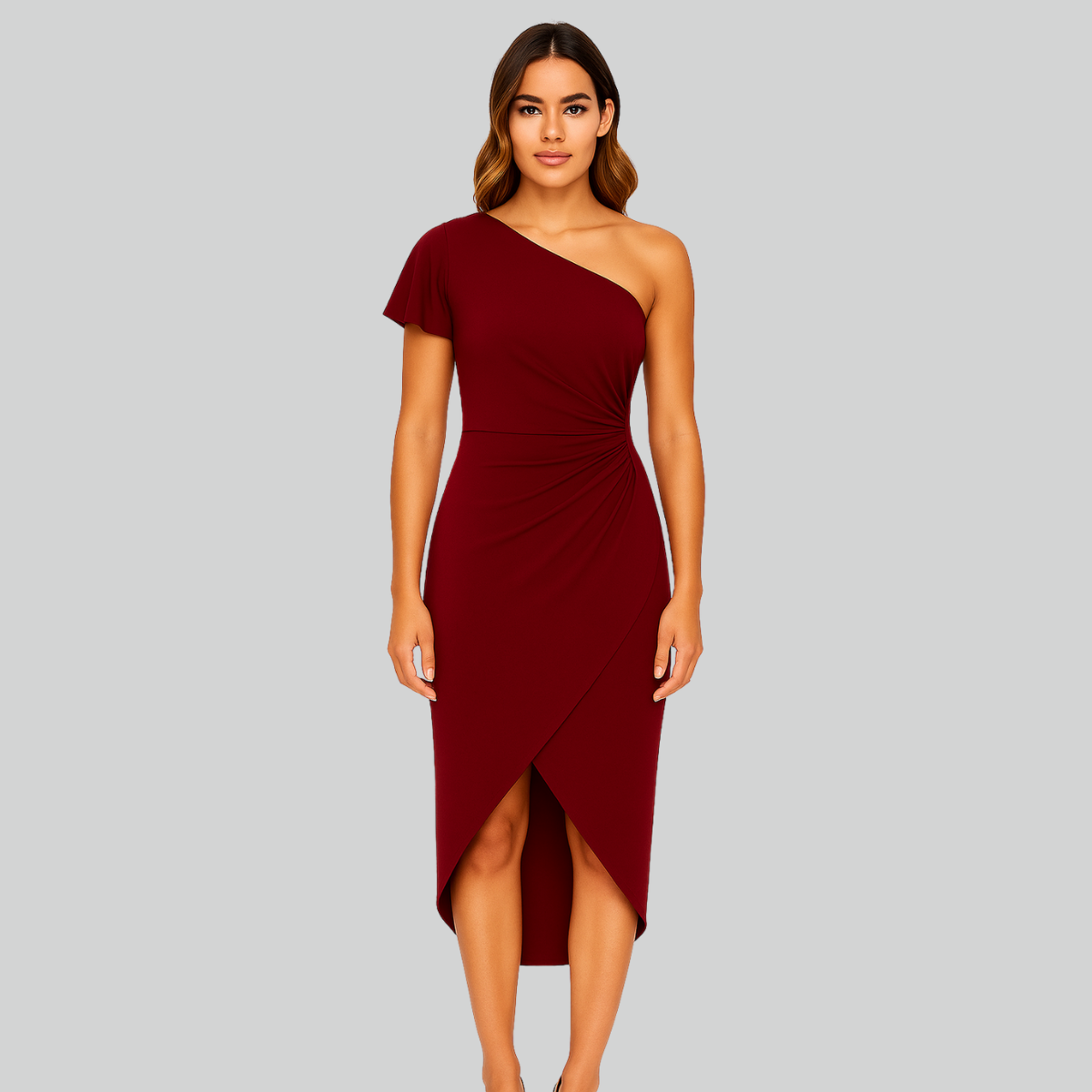 Alice - Ruffle Trim One Shoulder Dress