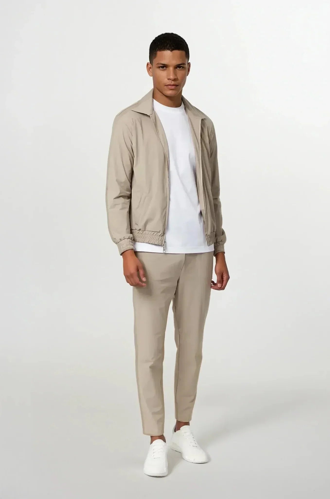 Slim Fit Zip-Up Tracksuit with Fold-Down Collar