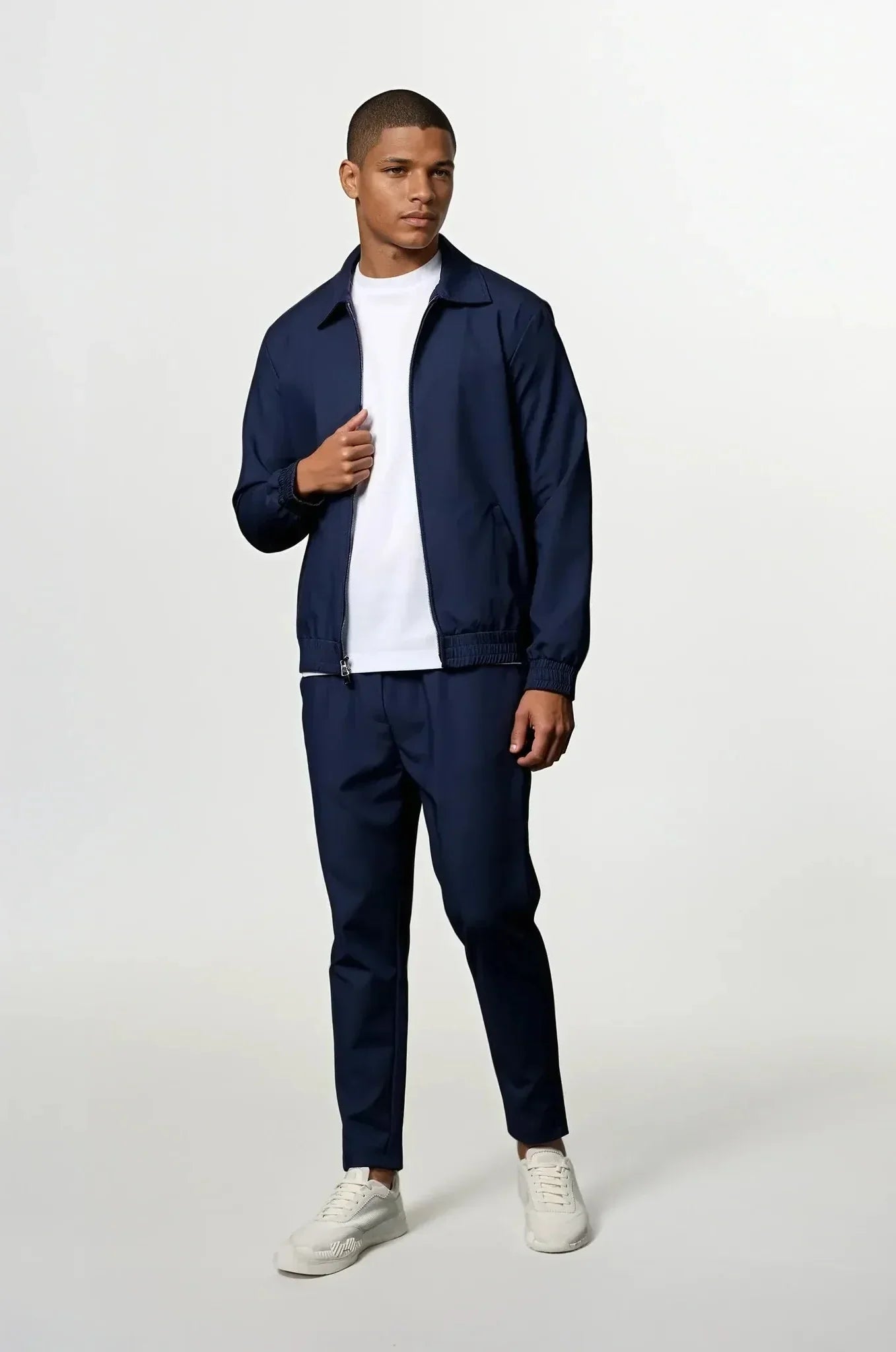 Slim Fit Zip-Up Tracksuit with Fold-Down Collar