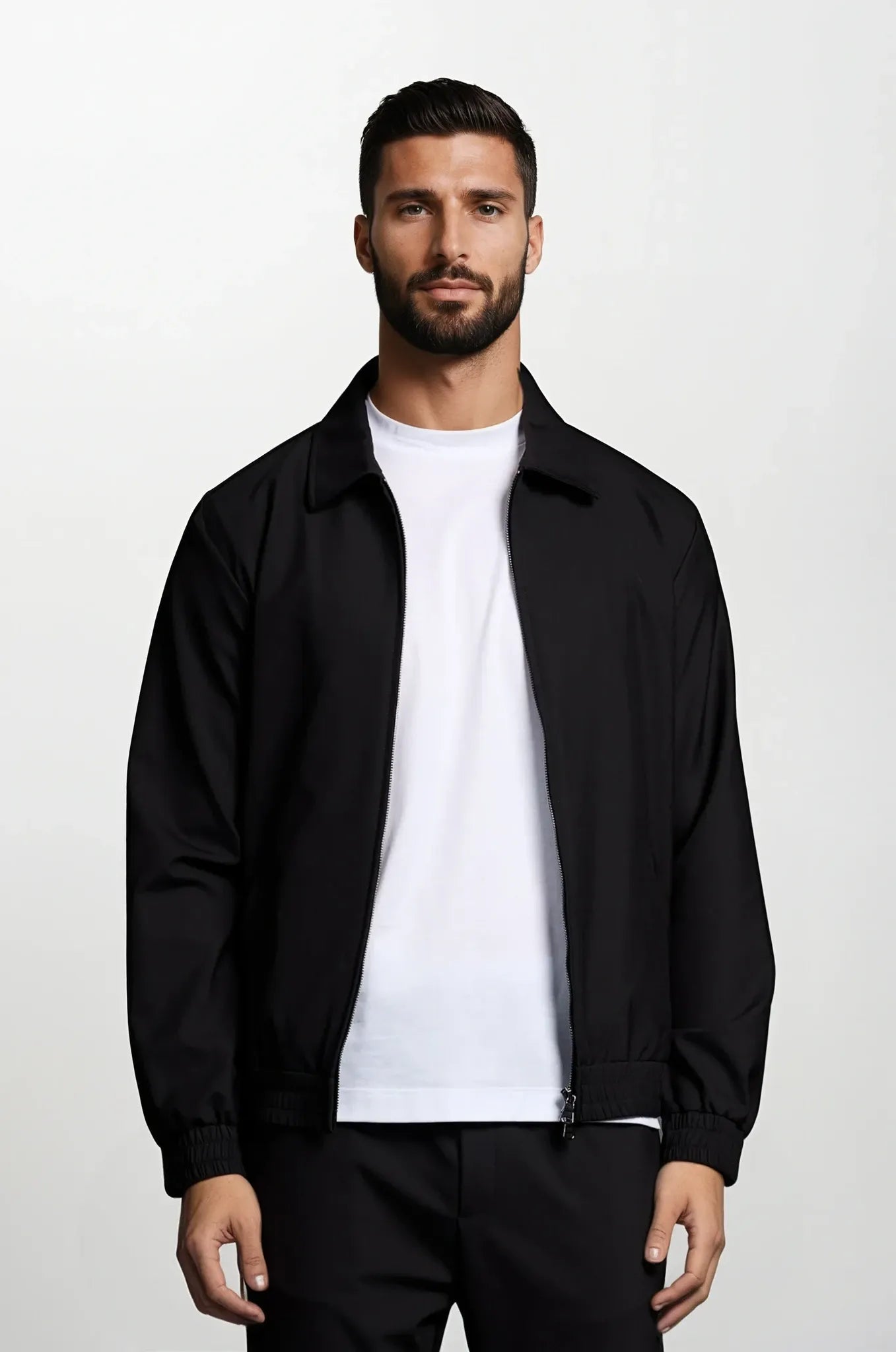 Slim Fit Zip-Up Tracksuit with Fold-Down Collar