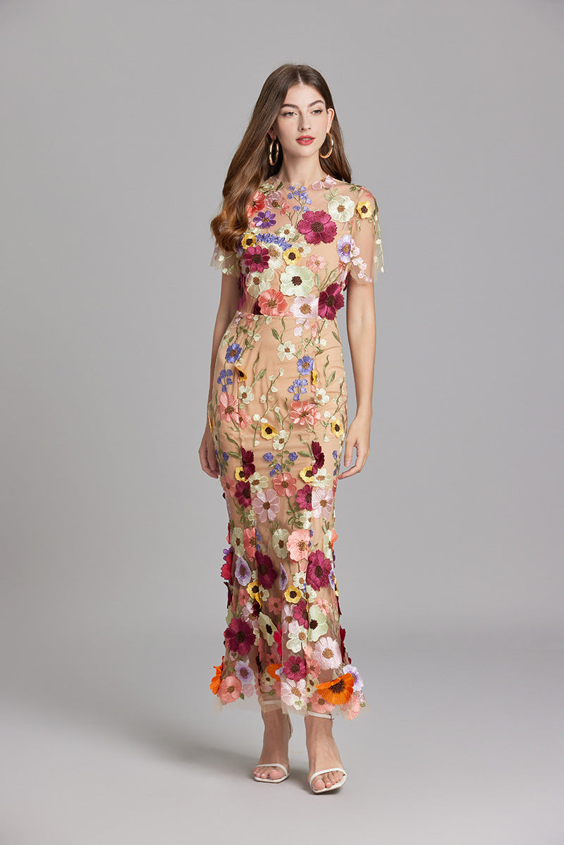 Lisa - Sheer Embroidered Maxi Dress