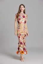 Lisa - Sheer Embroidered Maxi Dress
