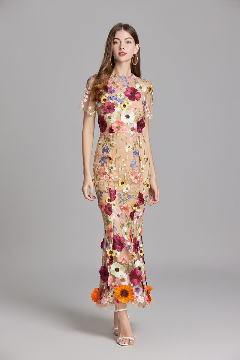 Lisa - Sheer Embroidered Maxi Dress