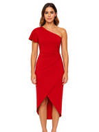 Alice - Ruffle Trim One Shoulder Dress